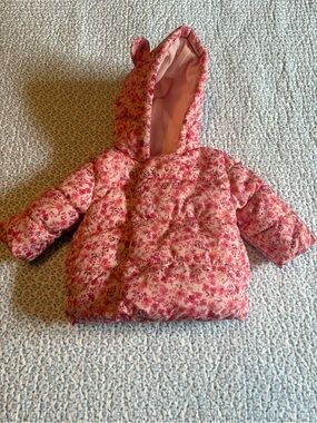 Old Navy Pink Floral Puffer Jacket